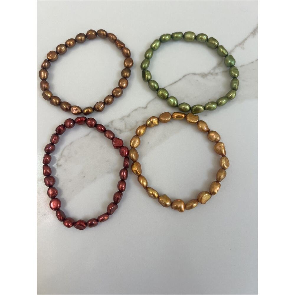 Honora Collection Freshwater Pearl Bracelets Multicolor Set Of 4 Bracelets - Picture 2 of 3